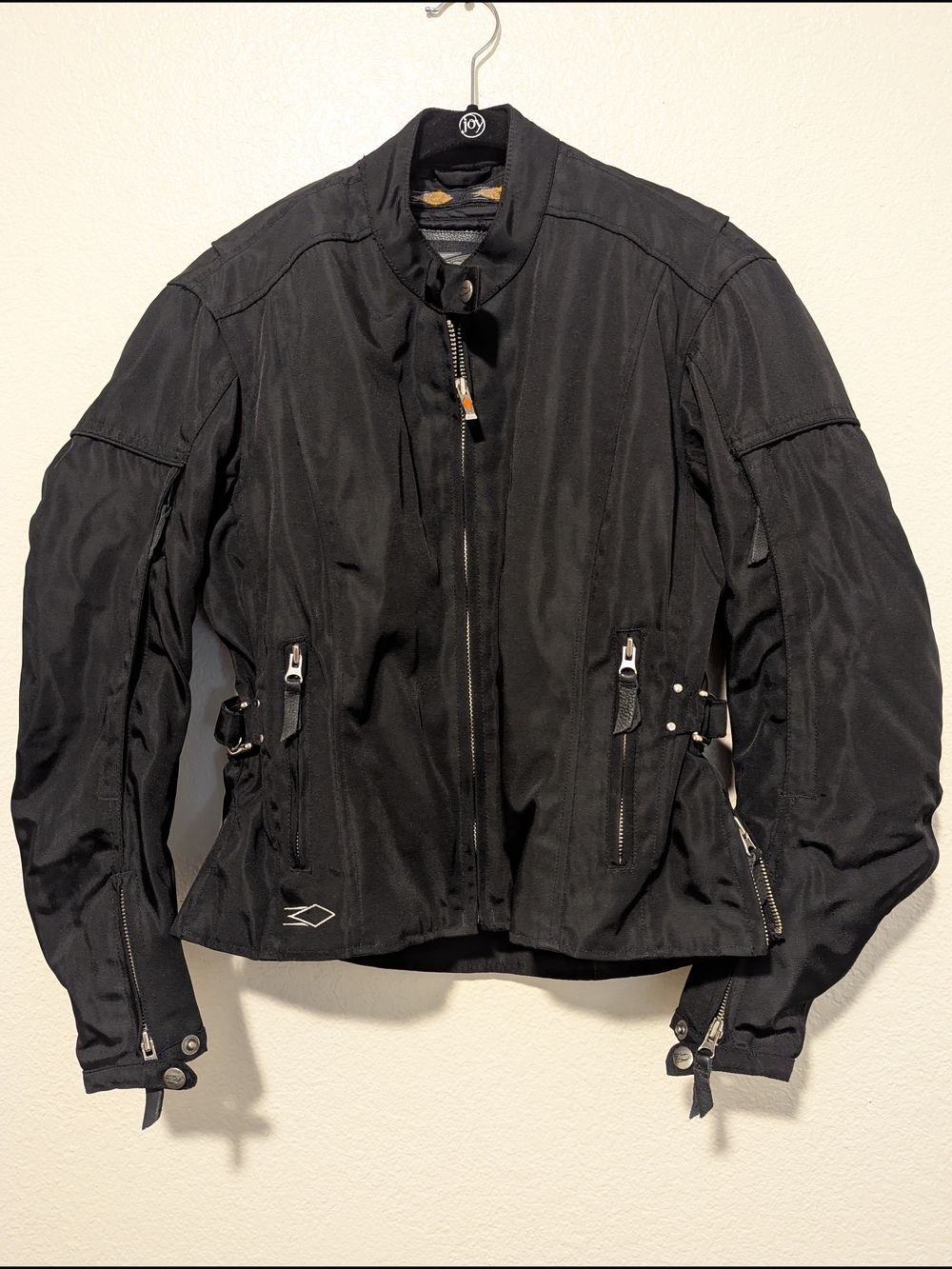 Black Motorcycle Jacket with Zipper Details - Women